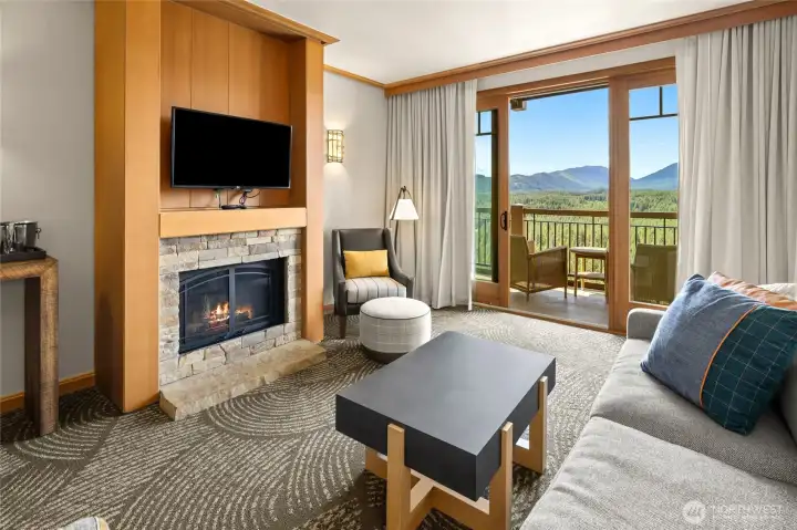 gas fireplace for cooler nights
