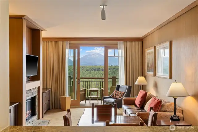 living room with balcony