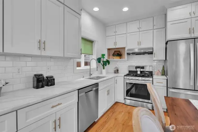 kitchen designed for intimate cooking and dining