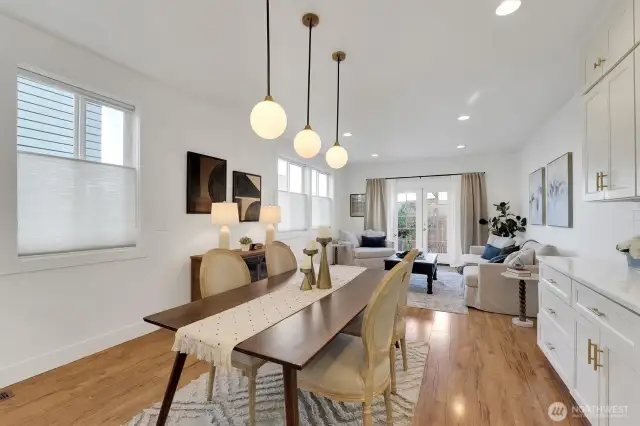 Kitchen & Dining towards living room and patio