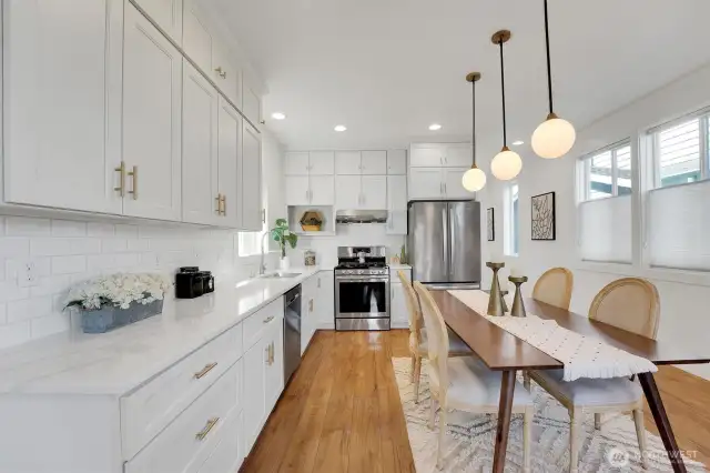 Custom kitchen cabinets with gold pulls