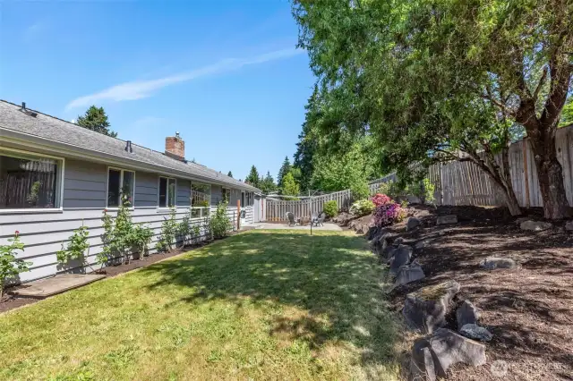 The raised area provides additional gardening space and planting area for more colorful bushes.