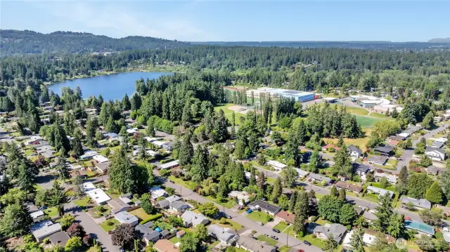 Views of Phantom Lake, Lake Hills Community Park, Phantom Lake Elementary School, Tillicum Middle School from the drone shots.