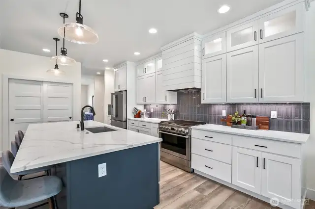 Generous island, high end appliances
