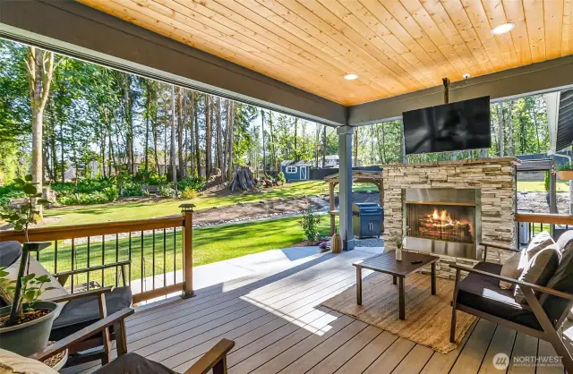 Lighted, fireplace, TV covered patio great for outdoor entertaining