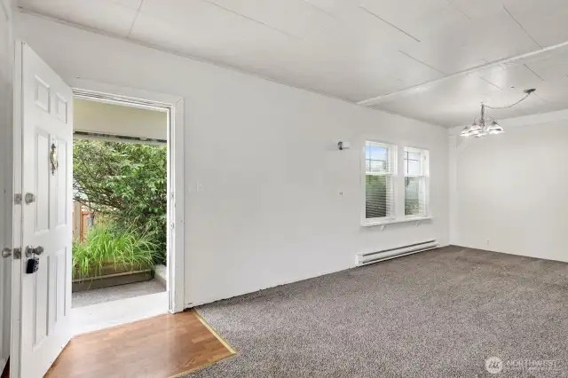 Front door covered entry into the living room.
