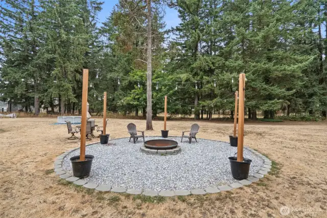 Fire pit in back yard.