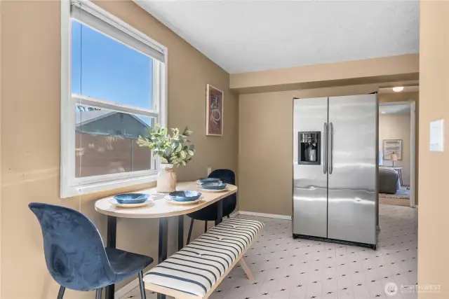 Kitchen's large enough to fit a table and chairs for a convenient breakfast nook