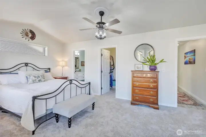 Primary has walk in closet and private bath