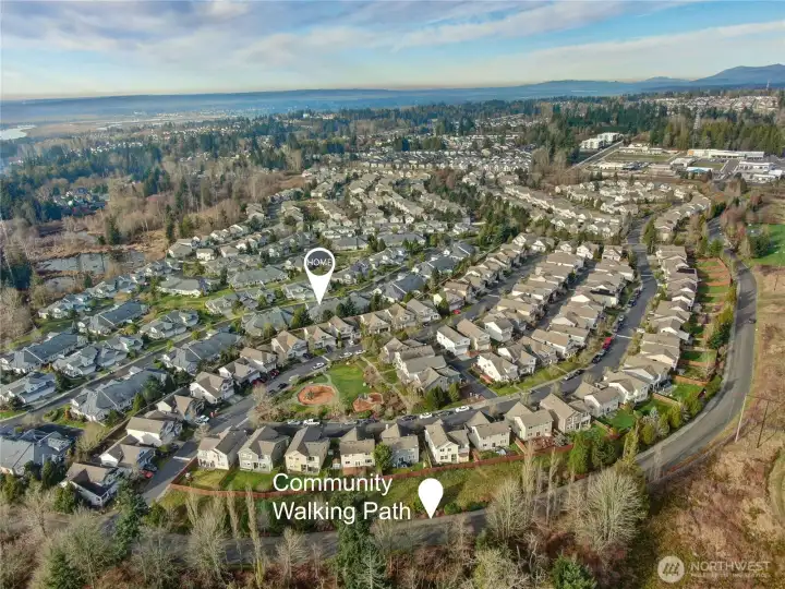 Drone view of home, entire complex & 1.7 mile loop trail.