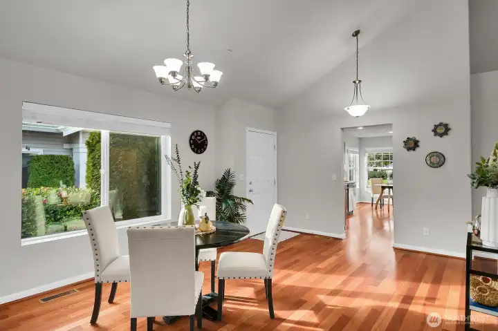 Light filled dining area.