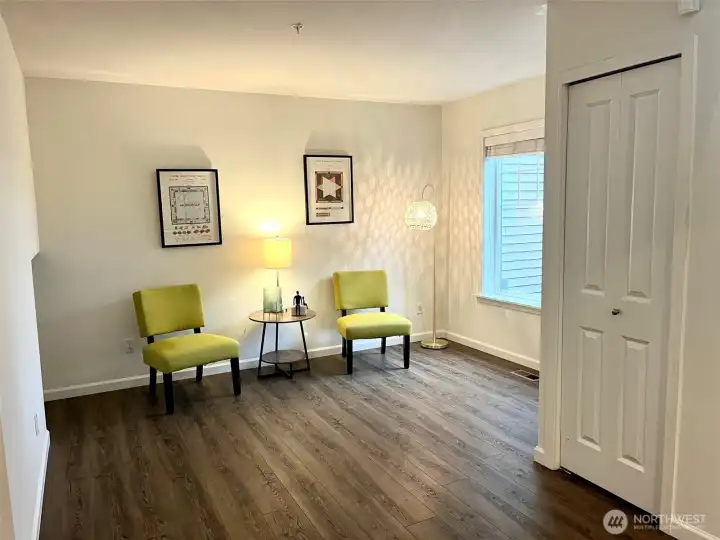 Sitting room off the entry can be a 3rd bedroom, office...You decide. Leave as is or close it in with French doors. So nice to have options!