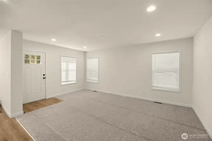 View of front entry and living area