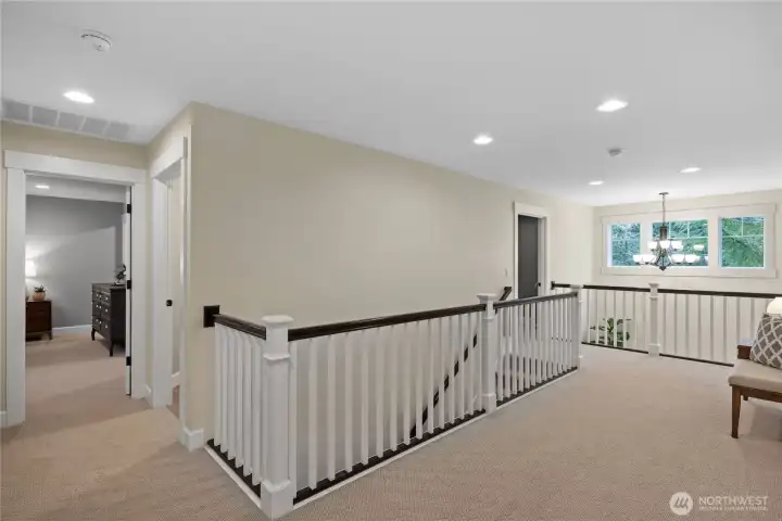 Upstairs landing is extra spacious and open to the foyer below