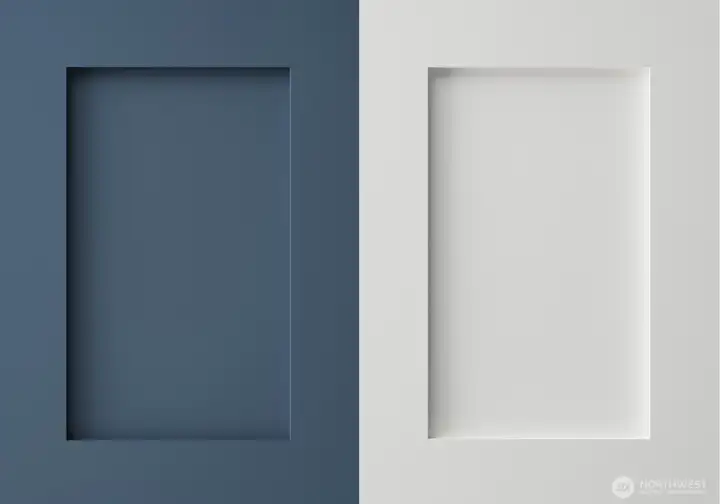 Designer selected painted cabinets colors.