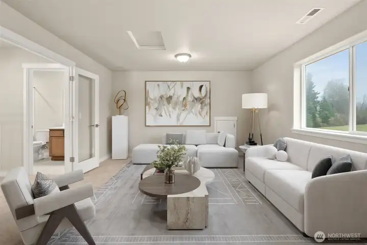 Upper Level bonus/ flex room. Great playroom, home gym or office space.