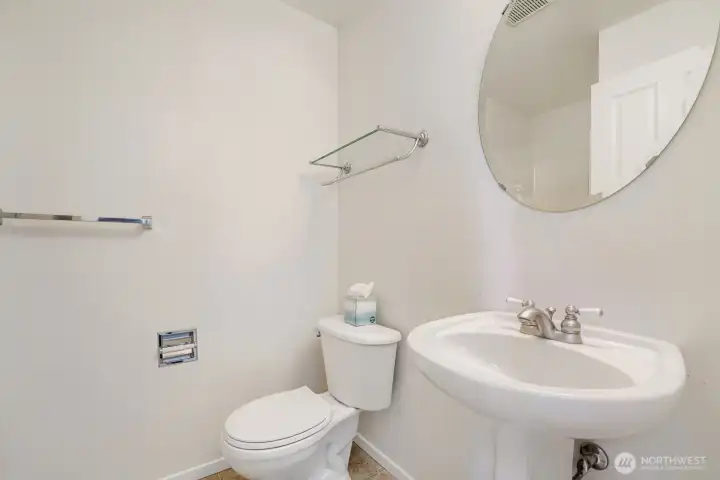 Powder room down stairs with shower Powder room down stairs with shower