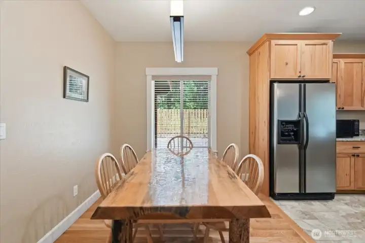 Dining area overlooking the backyard