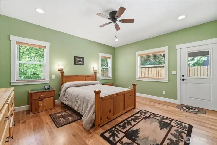Primary bedroom with private patio access