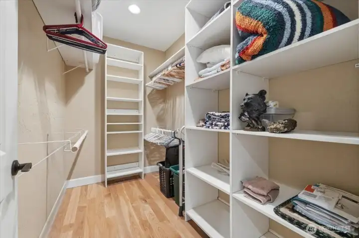 Walk-in closet with custom shelving