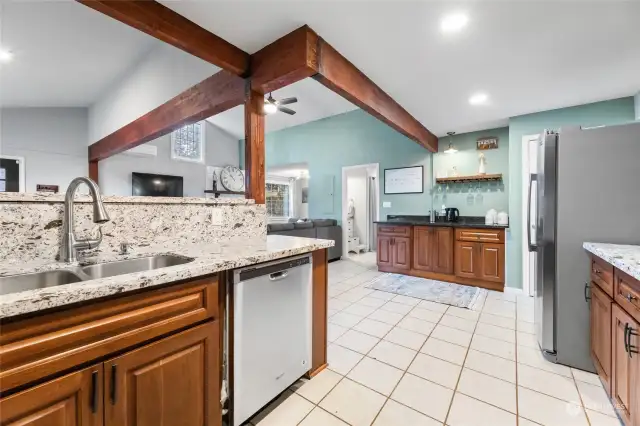 Kitchen has SO many cabinets and so much counter space, plus a coffee bar