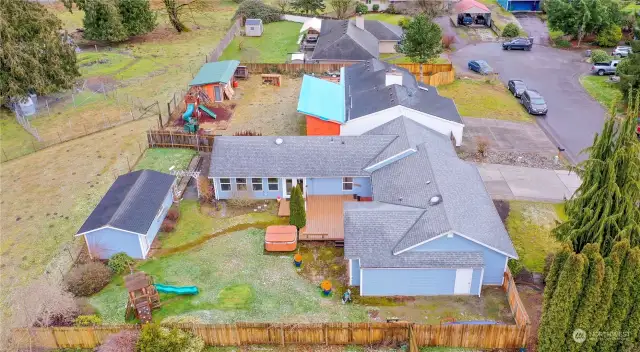 Drone View Of Back Of Home