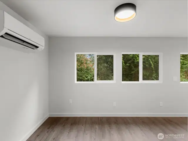 Efficient Mini Split for heating and cooling in Dining and Living area.