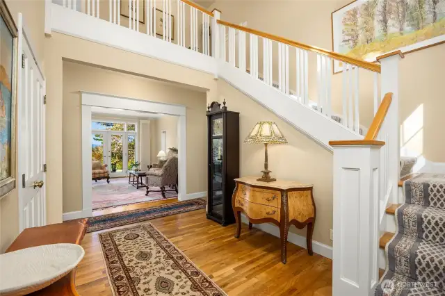 The grand foyer is open to the second level.