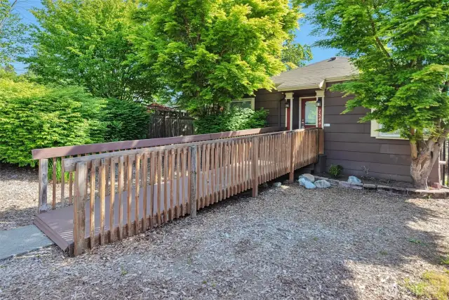 Easy entry from the nicely landscaped exterior