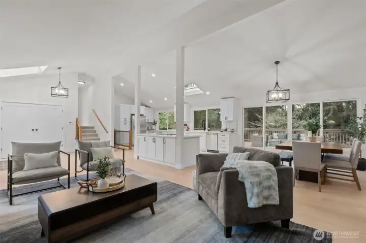 The perfect entertaining space provides separate activity zones while maintaining beautiful flow.