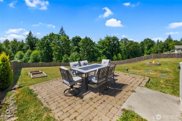 Fully-fenced backyard.