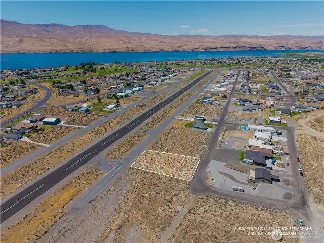 Arial view of lot along Air Strip.