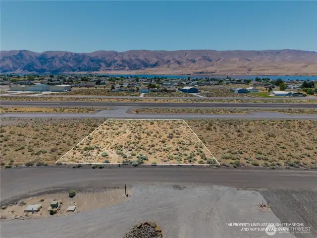 Aerial view of lot facing Air Strip.