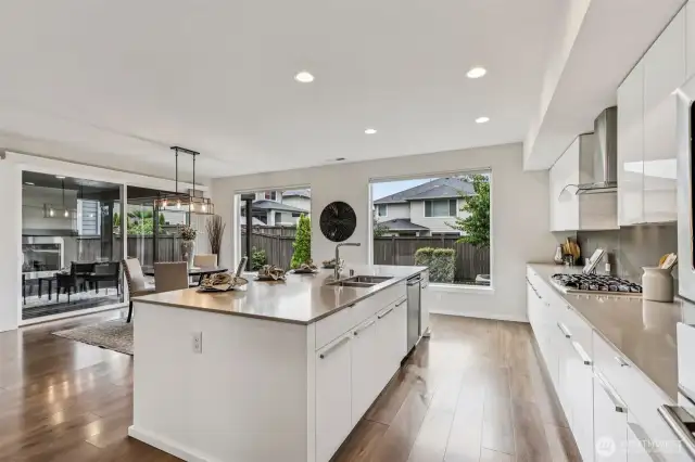 Quartz counters with gas cook top