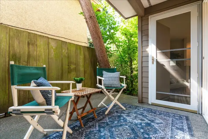 Partially covered private patio