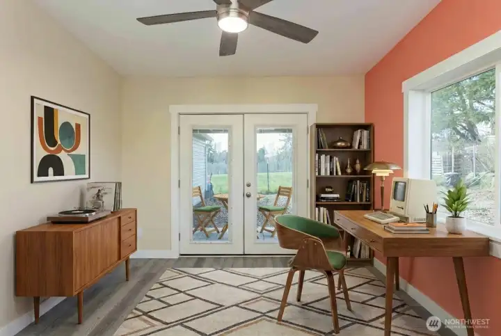 Digital staging idea #2 for bonus room: what a great home office space!