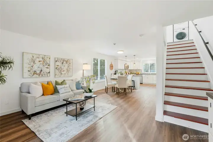 New luxury vinyl plank flooring offers durability and modern style.