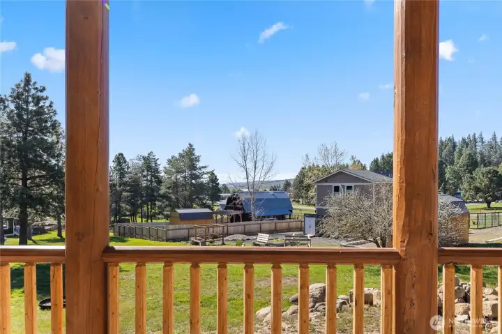 Large lot, neighbors are not so close. You have lots of elbow room, and views from every angle of the wrap around deck.