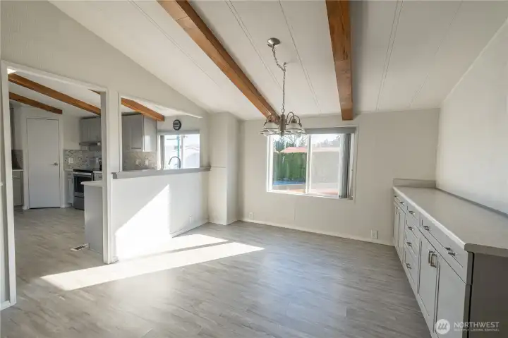 Dining room with extra storage space.
