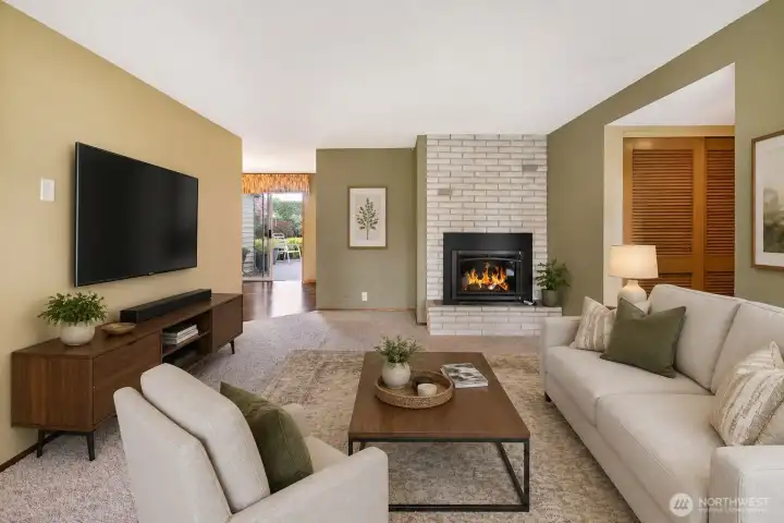 (Virtualy Staged) Living Room View From Front Window