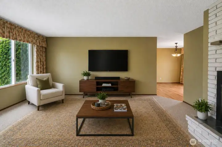 (Virtualy Staged) Living Room View  from Entry