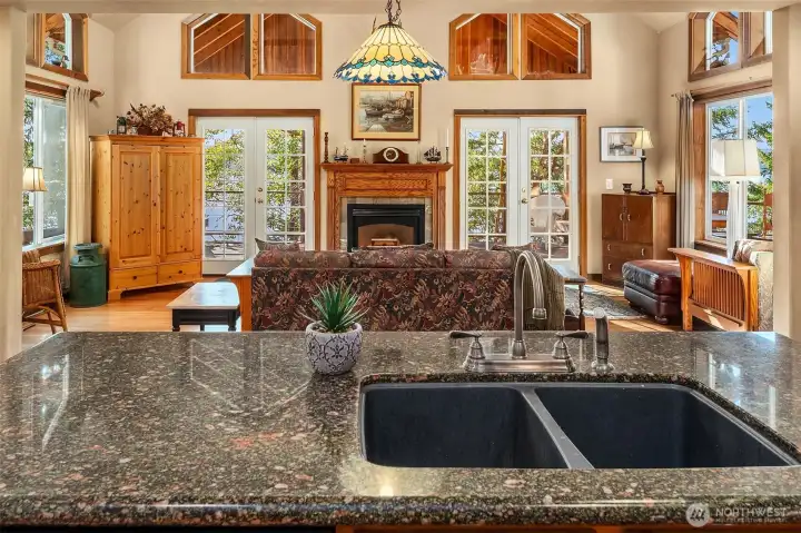 Granite countertops in kitchen