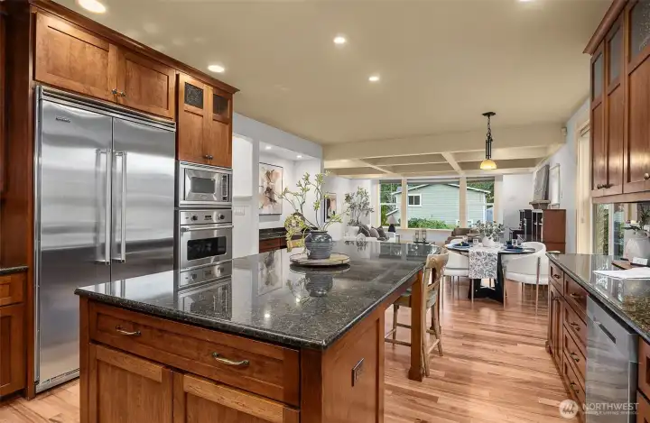 Open kitchen; great room