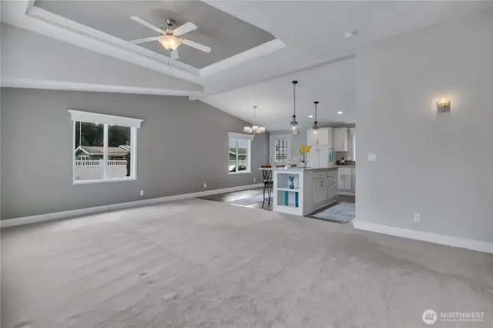 Huge open living space with vaulted ceilings