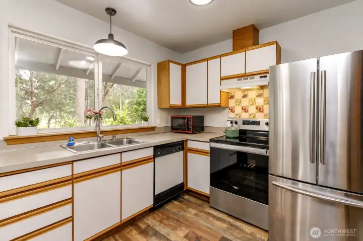 Kitchen with large window