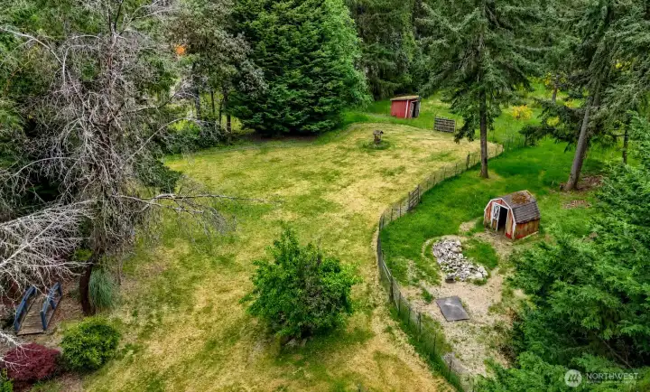 Backyard divided for pets