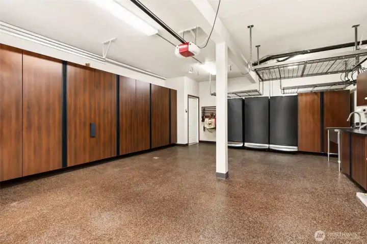 One of Two 2+ Car Garage with Built-in Storage
