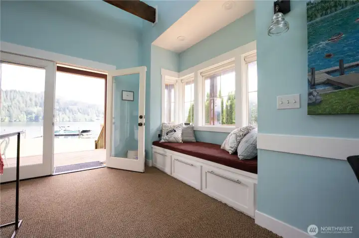 Reading nook with lake views.