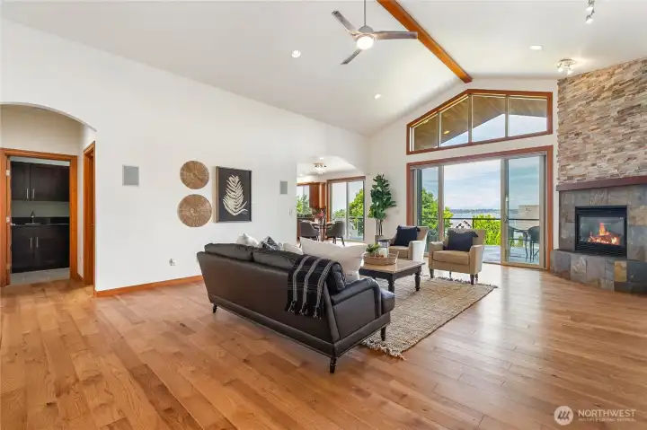 Incredible views from your living room leading to an oversized and incredible deck Incredible views from your living room leading to an oversized and incredible deck