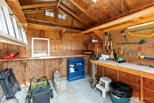 Outdoor garden shed with power